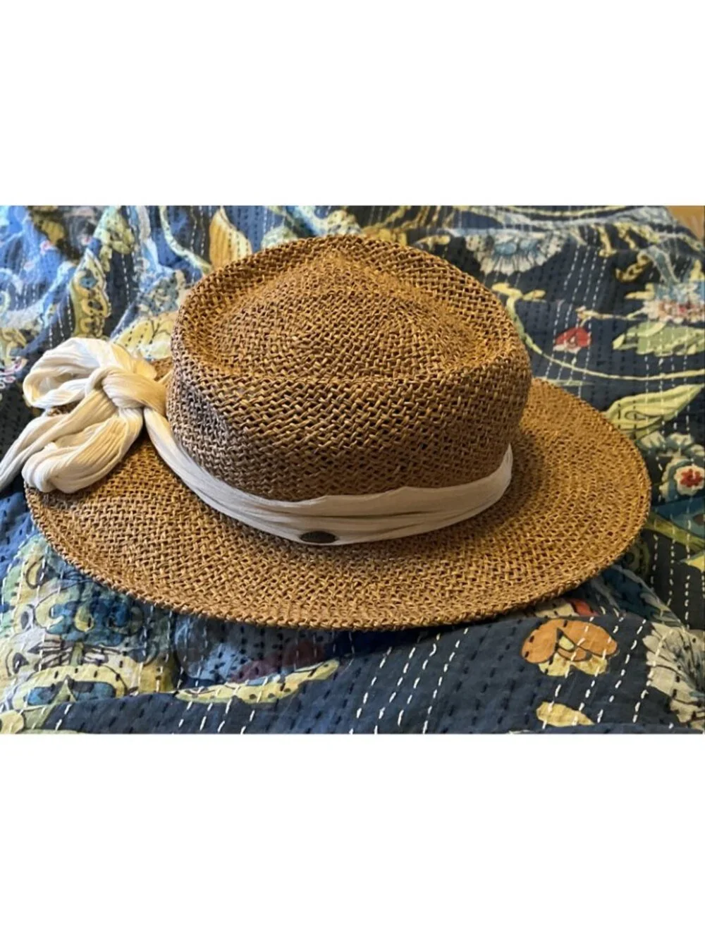 The Scala Collection Brimmed Straw Hat With Bow Back One Size